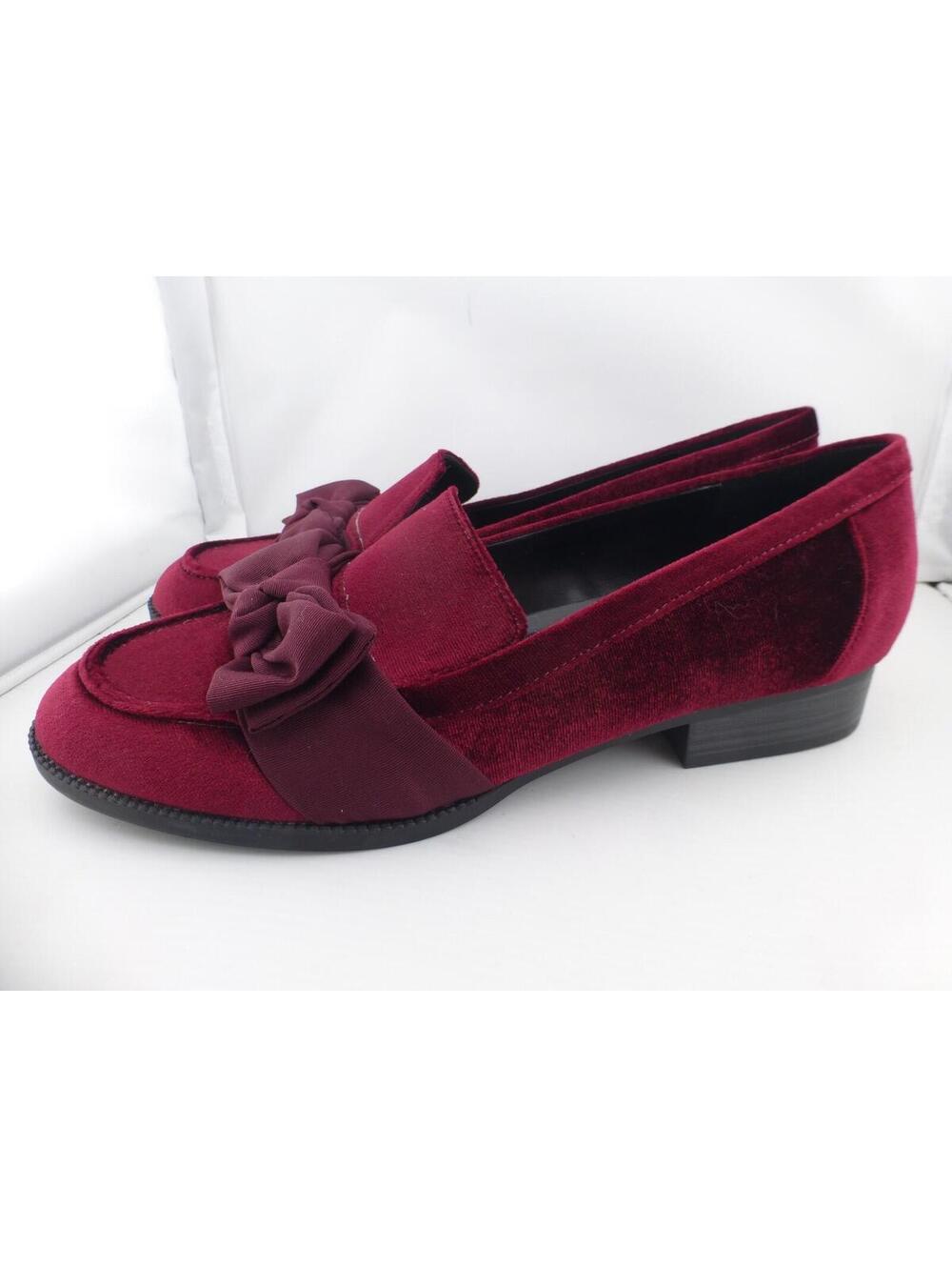 Bandolino Women's Burgundy Velvet Bow Slip-On Loafers Flats Size 9M - M3